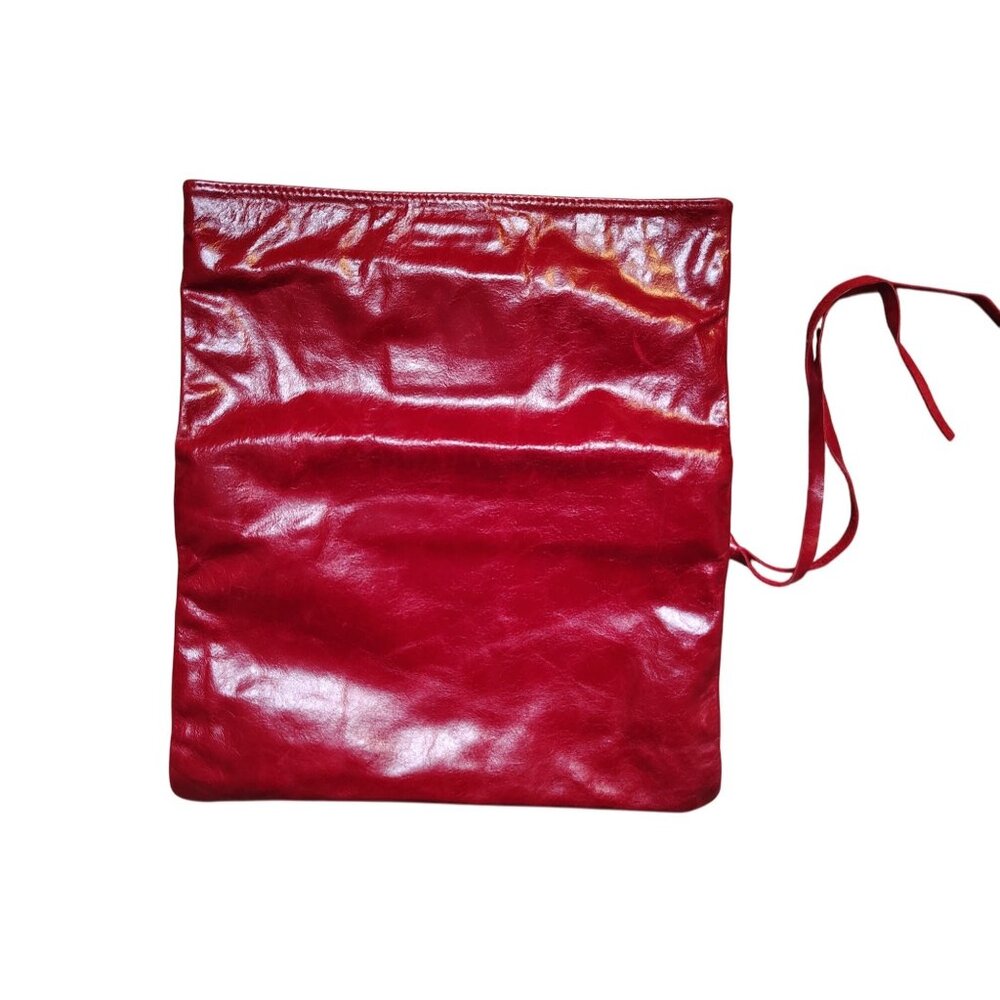 Allison Burns Red Leather Folder Over Clutch Purse Zip Close Vintage USA